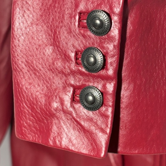 D&Co Vintage red leather blazer style jacket sz small - Picture 4 of 4